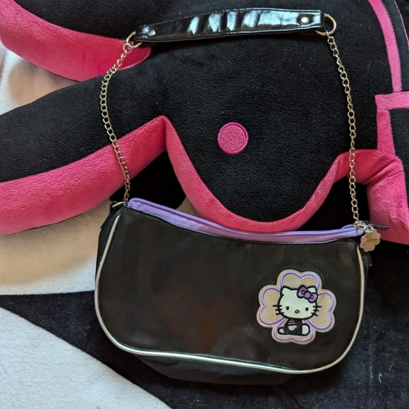 Hello Kitty Handbags - hello kitty black purple purse est 2005